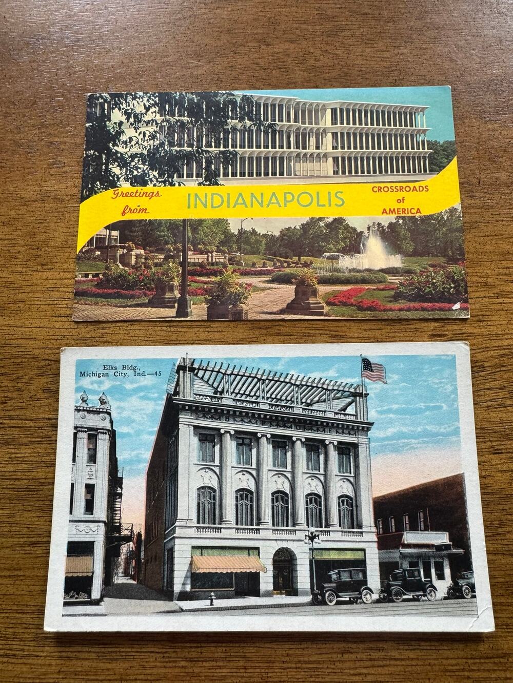 Vintage Indiana Postcards Lot Indianapolis Greetings & Michigan City Elks Bldg